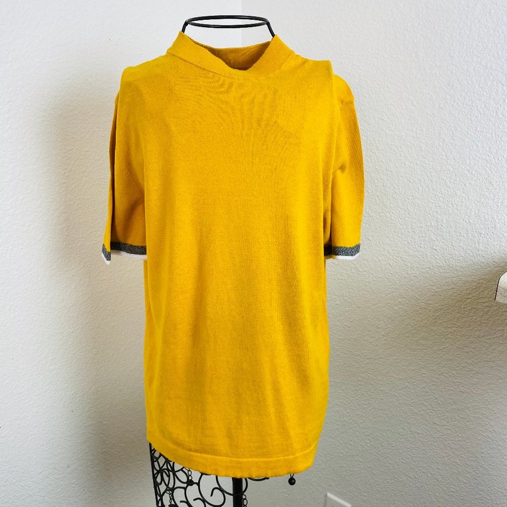 ALFANI turtle neck, short sleeve cotton blend S